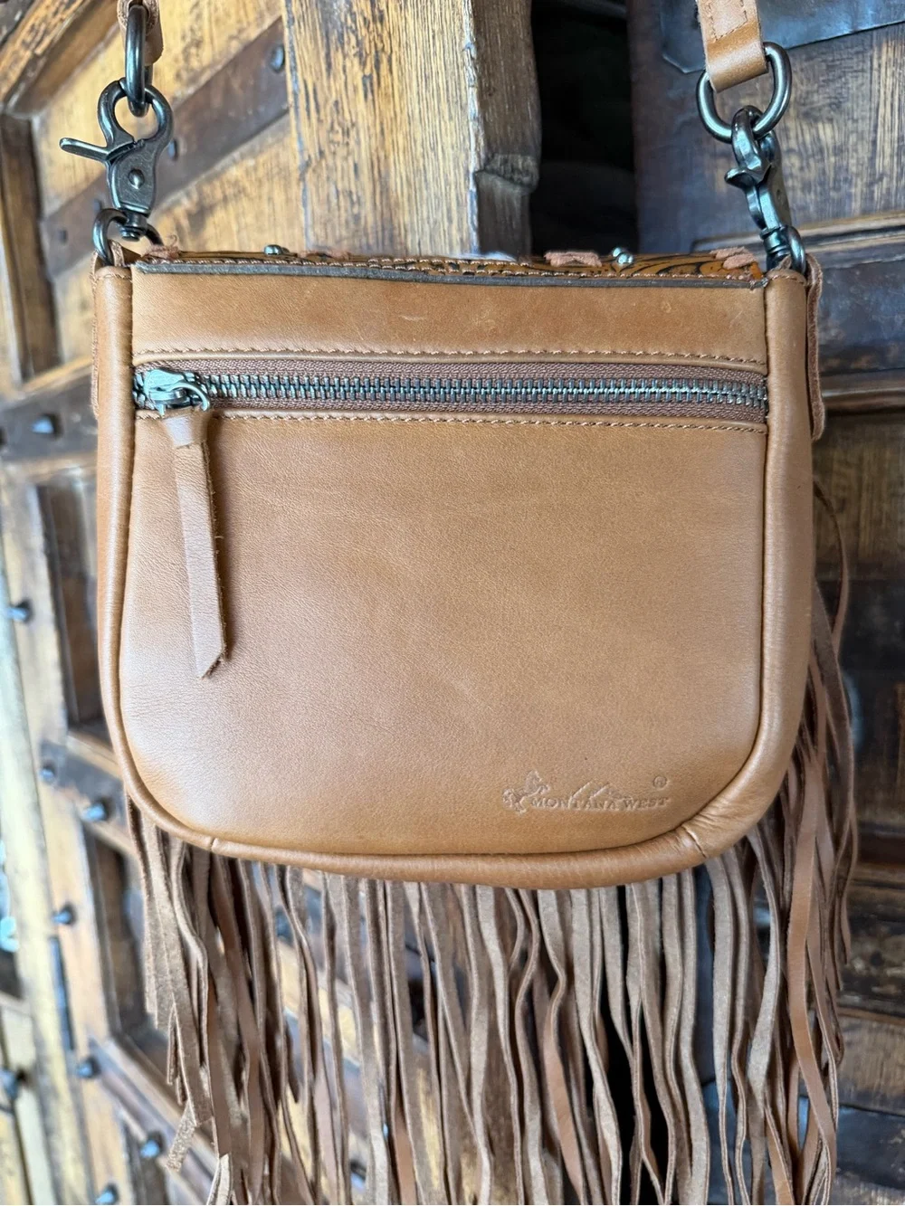 Montana West Fringe and Cowhide Crossbody Bag